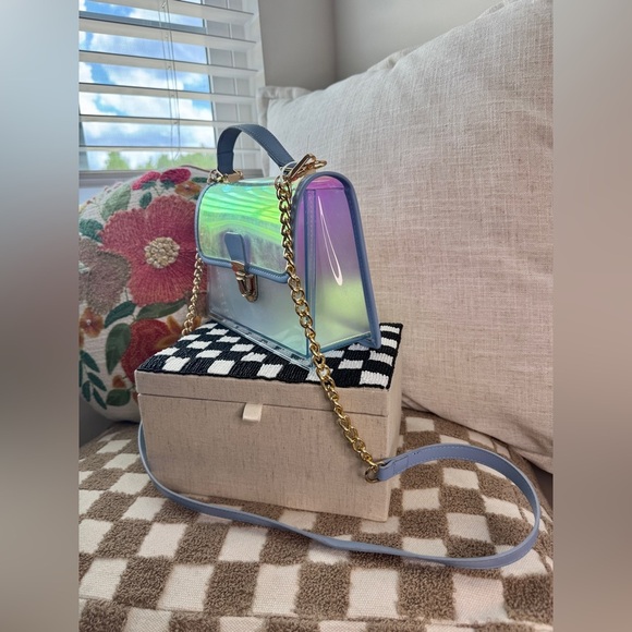 Holographic Blue Crossbody Bag New Without Tags - Picture 3 of 5